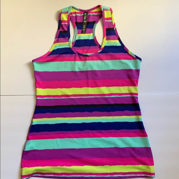T-back Workout Tank Top Striped Fitness Yoga Gym - Picture 1 of 3